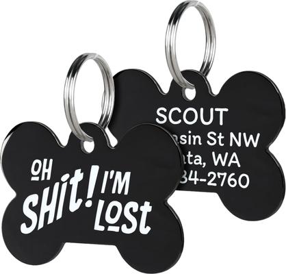 Show full view: GoTags Oh Shit! I'm Lost Bone Personalized Dog ID Tag, Bone slide 1 of 5