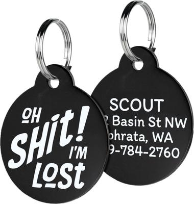 Show full view: GoTags Oh Shit! I'm Lost Bone Personalized Dog ID Tag, Round slide 1 of 4