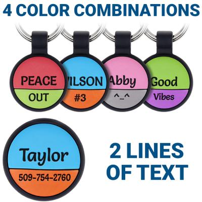 Show full view: GoTags Personalized AirTag Holder for Collar Dog & Cat ID Tag, Green & Purple slide 2 of 5