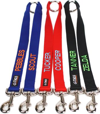 Show full view: GoTags Personalized Dual Dog Leash Coupler, Red, Large slide 2 of 6