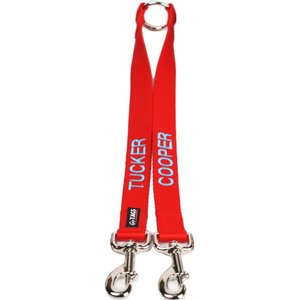 GoTags Personalized Dual Dog Leash Coupler, Red, Small