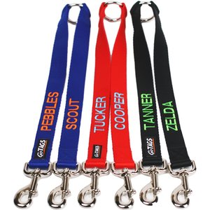 GoTags Personalized Dual Dog Leash Coupler, Red, Small
