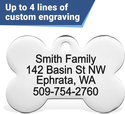 Show full view: GoTags Personalized Stainless Steel with Enamel Paw Design Bone Shaped Pet ID Tag, Lavender, Regular slide 4 of 8