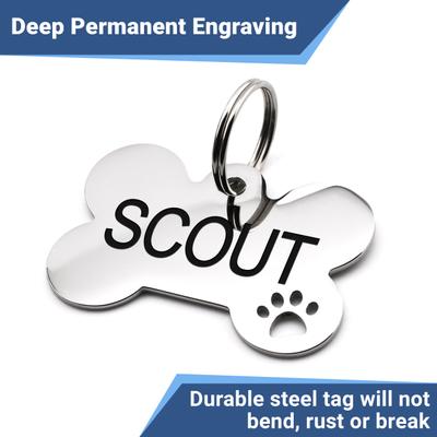 Show full view: GoTags Round with Paw Cutout Stainless Steel Personalized Dog & Cat ID Tag, Purple, Large slide 2 of 6