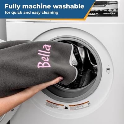 Show full view: GoTags Sherpa Fleece Personalized Dog Blanket, Grey, Large slide 7 of 8