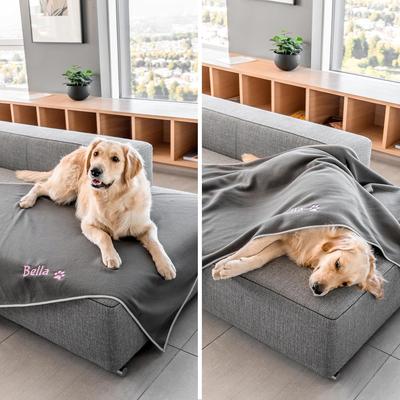 Show full view: GoTags Sherpa Fleece Personalized Dog Blanket, Grey, Large slide 6 of 8