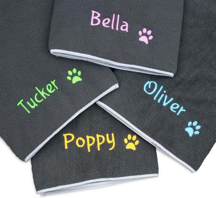 Show full view: GoTags Sherpa Fleece Personalized Dog Blanket, Grey, Large slide 3 of 8