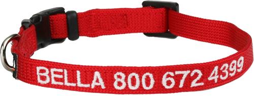 Show full view: GoTags Small Font Personalized Dog Collar, Red, X-Small slide 1 of 6