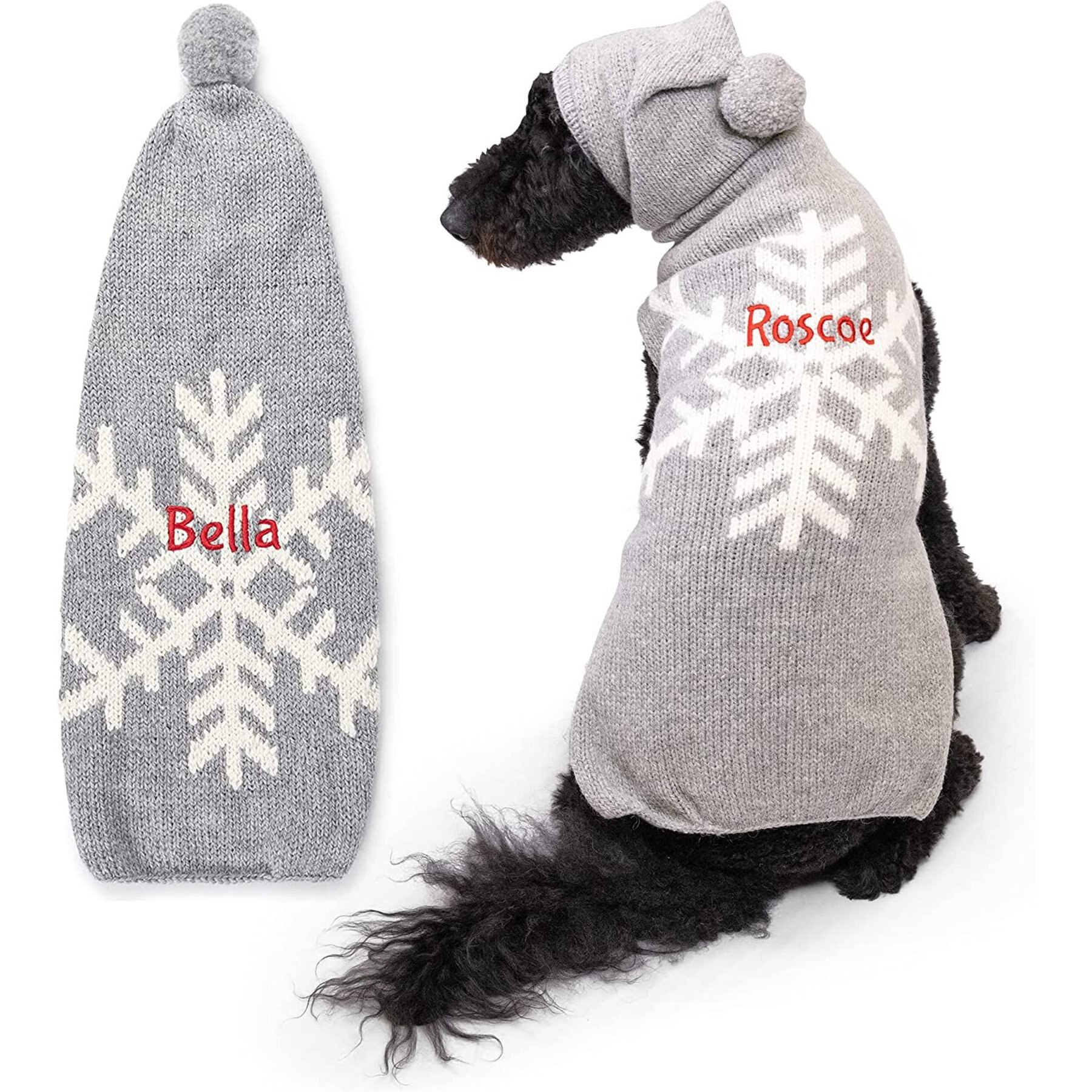 GoTags Snowflake Wool Personalized Dog Sweater, X-Large