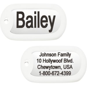 GoTags Stainless Steel Personalized Silencer Dog ID Tag, Rectangle, Regular