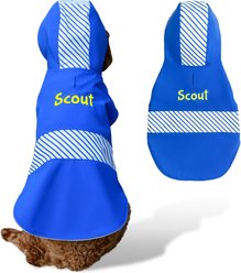 GoTags Water Resistant Personalized Dog Raincoat, Blue, Large