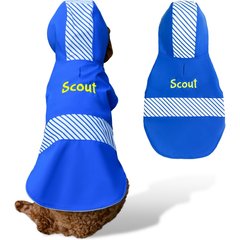 GoTags Water Resistant Personalized Dog Raincoat, Blue, Small