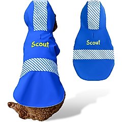 GoTags Water Resistant Personalized Dog Raincoat, Blue, XXX-Large