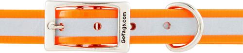 Show full view: GoTags Waterproof Personalized Reflective Dog Collar, Orange, 14 to 16-in neck, 3/4-in wide slide 4 of 8