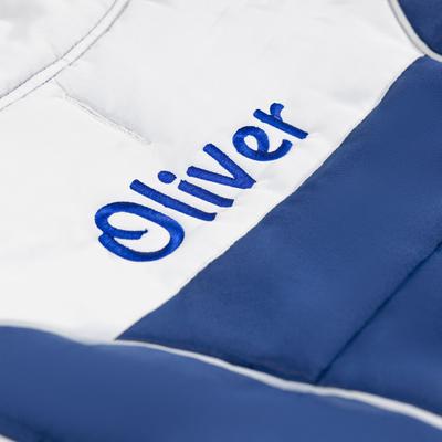 Show full view: GoTags Christmas Winter Puffer Personalized Dog Coat, Blue, XXX-Large slide 7 of 8