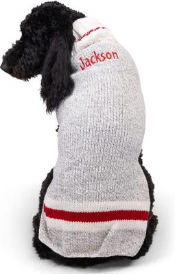 Show full view: GoTags Wool Personalized Dog Sweater, Light Grey, Large slide 3 of 8