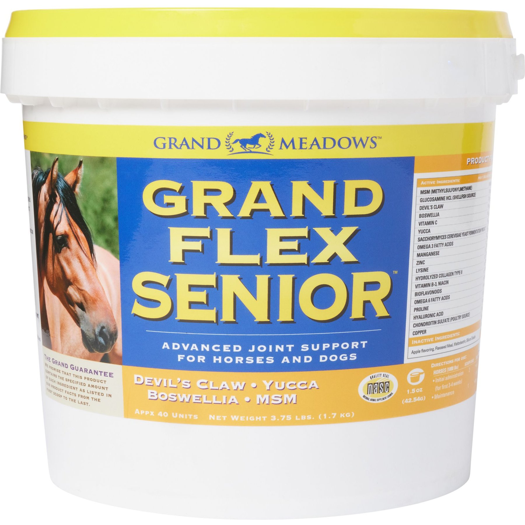 Grand Meadows Grand Flex Senior Aggressive Joint Support Powder Dog & Horse Supplement, 3.75-lb tub