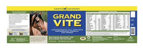 Show full view: Grand Meadows Grand Vite Comprehensive Full Spectrum Performance Powder Horse Supplement, 5-lb tub slide 2 of 3