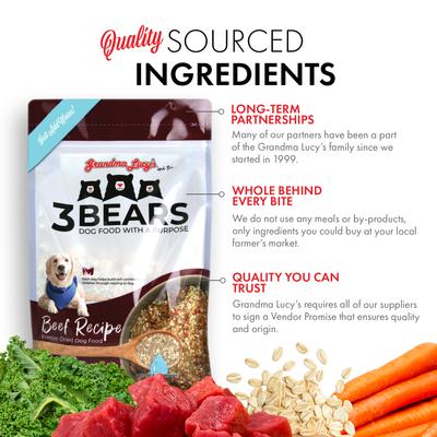 Show full view: Grandma Lucy's 3 Bears Beef Freeze-Dried Dog Food, 1-lb bag slide 5 of 10