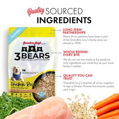 Show full view: Grandma Lucy's 3 Bears Chicken Freeze-Dried Dog Food, 1-lb bag slide 5 of 11