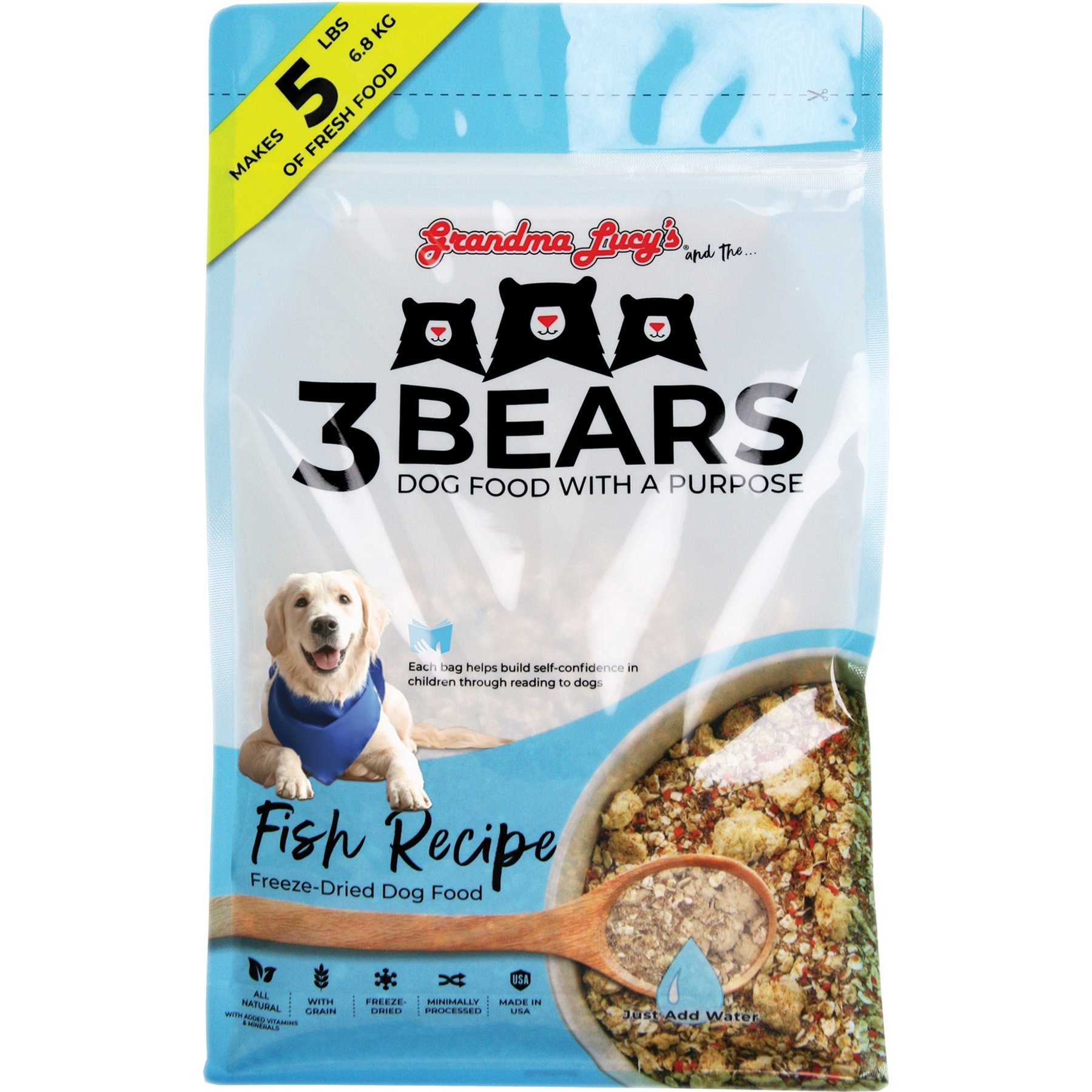 Grandma Lucy's 3 Bears Fish Freeze-Dried Dog Food, 1-lb bag