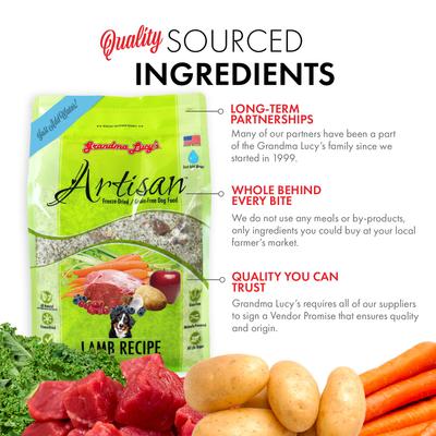 Show full view: Grandma Lucy's Artisan Lamb Grain-Free Freeze-Dried Dog Food, 3-lb bag slide 5 of 12