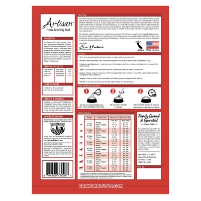 Show full view: Grandma Lucy's Artisan Pork Grain-Free Freeze-Dried Dog Food, 3-lb bag slide 3 of 12