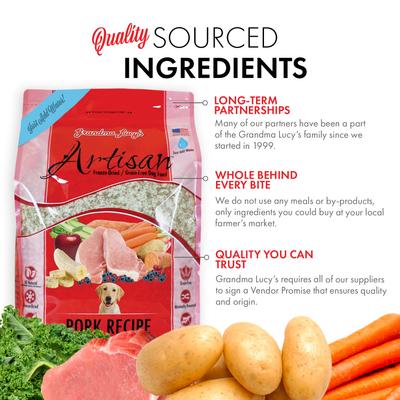 Show full view: Grandma Lucy's Artisan Pork Grain-Free Freeze-Dried Dog Food, 3-lb bag slide 5 of 12