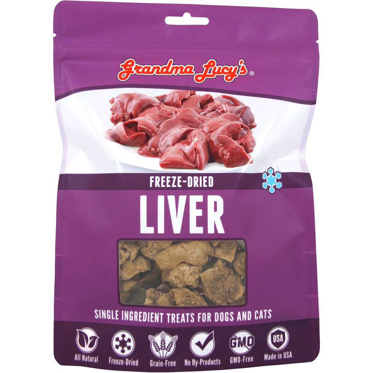 Grandma Lucy's Freeze-Dried Singles Liver Dog & Cat Treats, 2.5-oz bag