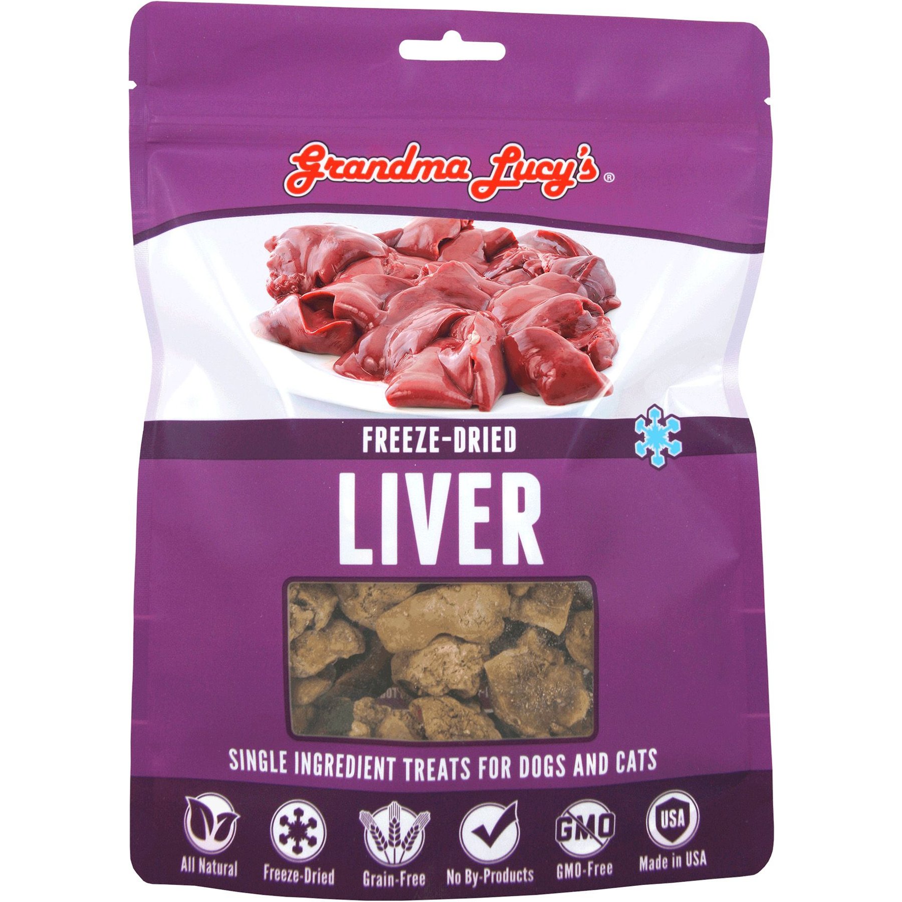 Grandma Lucy's Freeze-Dried Singles Liver Dog & Cat Treats, 2.5-oz bag