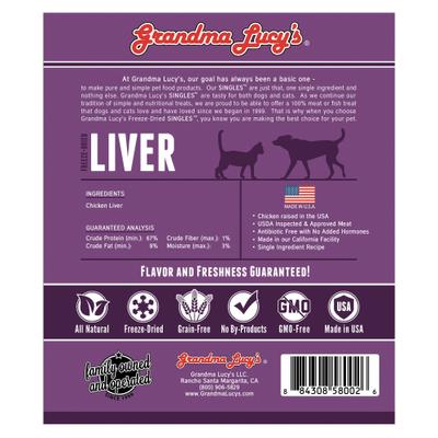 Show full view: Grandma Lucy's Freeze-Dried Singles Liver Dog & Cat Treats, 2.5-oz bag slide 3 of 10