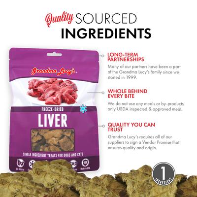 Show full view: Grandma Lucy's Freeze-Dried Singles Liver Dog & Cat Treats, 2.5-oz bag slide 5 of 10