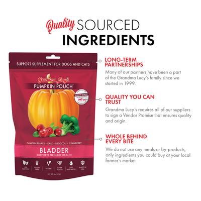 Show full view: Grandma Lucy's Pumpkin Pouch Bladder Freeze-Dried Dog & Cat Food Topper, 6-oz bag slide 5 of 9