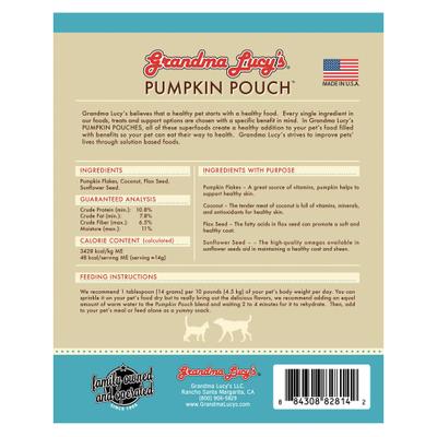 Show full view: Grandma Lucy's Pumpkin Pouch Skin & Coat Freeze-Dried Dog & Cat Food Topper, 6-oz bag slide 3 of 9