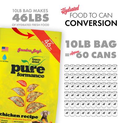 Show full view: Grandma Lucy's Pureformance Chicken Grain-Free Freeze-Dried Dog Food, 3-lb bag slide 9 of 12