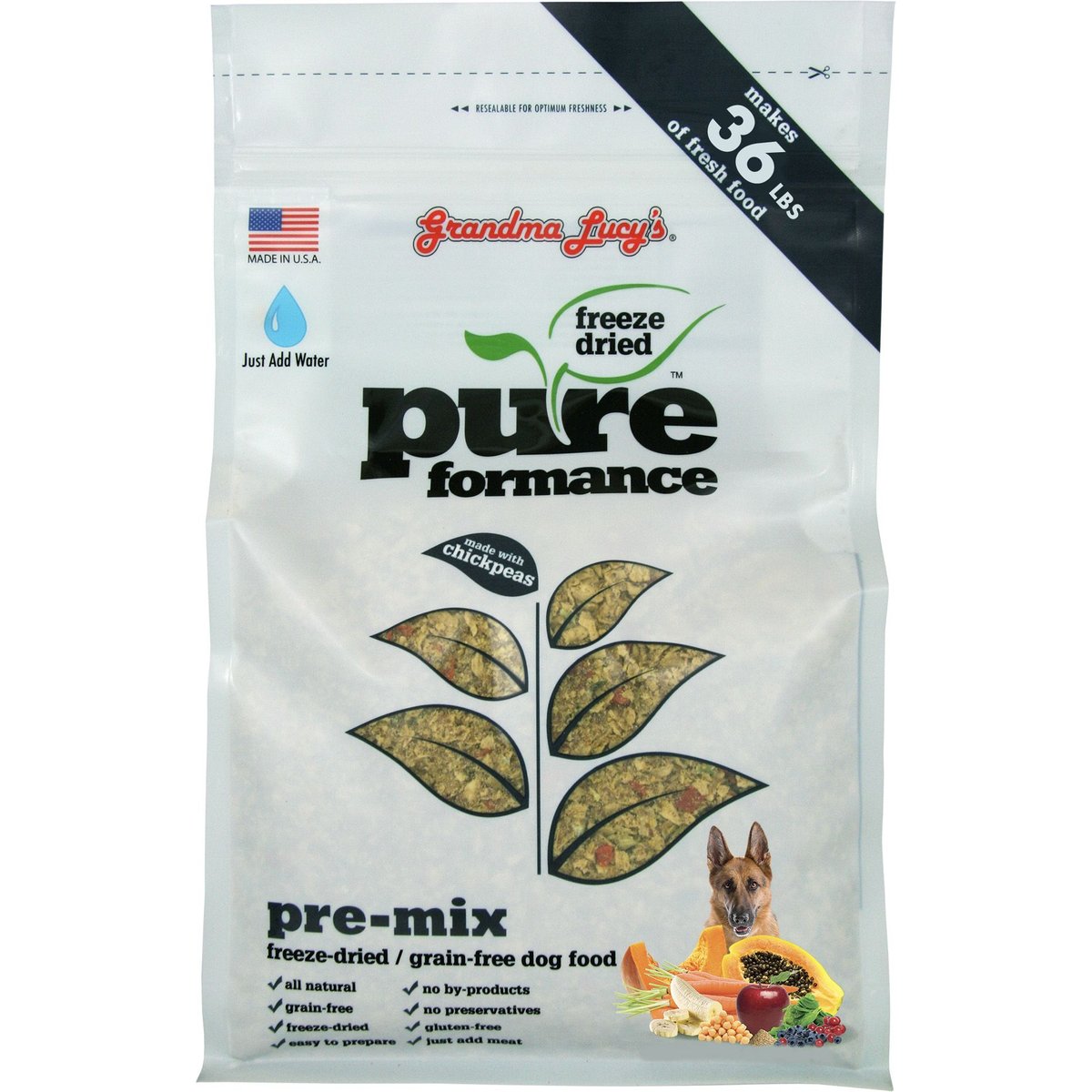 Grandma Lucy's Freeze-Dried Dog Food Pre-Mix, 8-lb bag (makes 40-lbs)