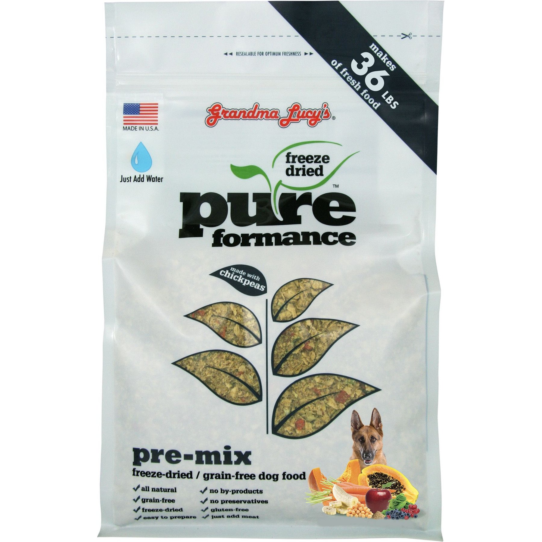 Grandma Lucy's Freeze-Dried Dog Food Pre-Mix, 8-lb bag (makes 40-lbs)