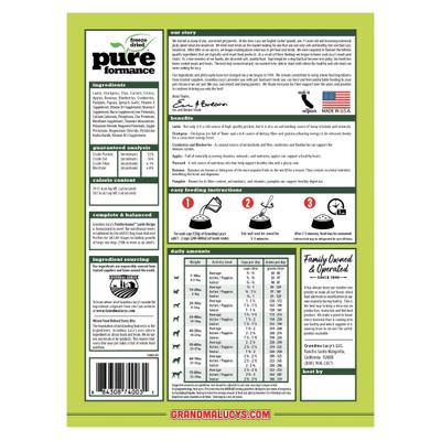 Show full view: Grandma Lucy's Pureformance Lamb Grain-Free Freeze-Dried Dog Food, 10-lb bag slide 3 of 12