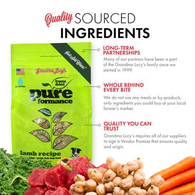 Show full view: Grandma Lucy's Pureformance Lamb Grain-Free Freeze-Dried Dog Food, 10-lb bag slide 5 of 12