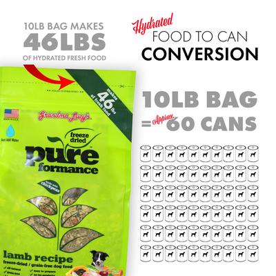 Show full view: Grandma Lucy's Pureformance Lamb Grain-Free Freeze-Dried Dog Food, 10-lb bag slide 9 of 12