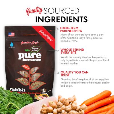 Show full view: Grandma Lucy's Pureformance Rabbit Grain-Free Freeze-Dried Dog Food, 10-lb bag slide 5 of 12