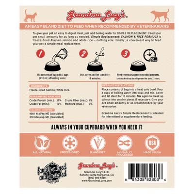 Show full view: Grandma Lucy's Simple Replacement Salmon & Rice Formula Freeze-Dried Dog Food, 7-oz bag slide 3 of 9