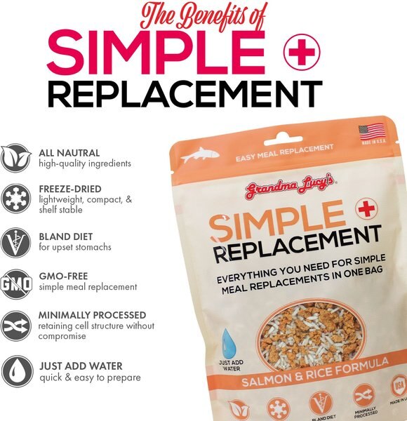 Grandma Lucy's Simple Replacement Salmon & Rice Formula Freeze-Dried Dog Food, 7-oz bag