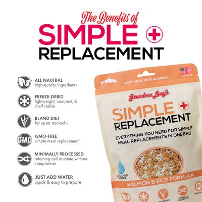 Show full view: Grandma Lucy's Simple Replacement Salmon & Rice Formula Freeze-Dried Dog Food, 7-oz bag slide 4 of 9