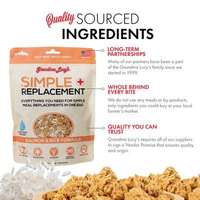 Show full view: Grandma Lucy's Simple Replacement Salmon & Rice Formula Freeze-Dried Dog Food, 7-oz bag slide 5 of 9