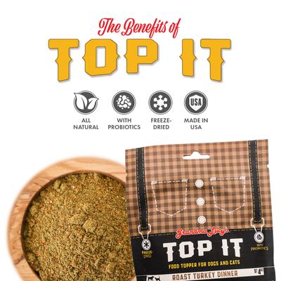 Show full view: Grandma Lucy's Top It Turkey Dinner Grain-Free Dry Dog & Cat Food Topping, 4-oz bag slide 4 of 9