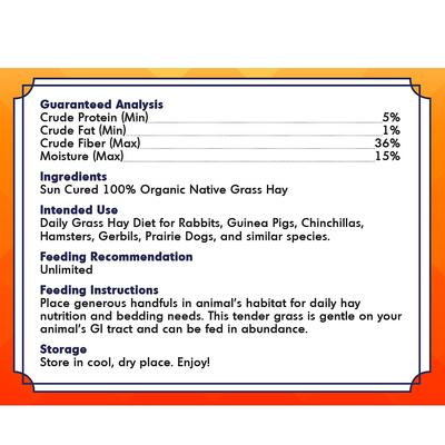 Show full view: Grandpa's Best Prairie Hay 100% Certified Organic Small Pet Food, 5-lb mini bale, 2 count slide 4 of 6