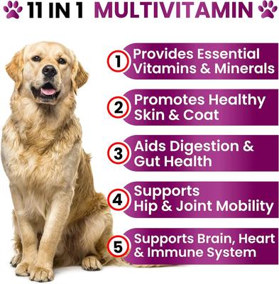 Show full view: Grateful Pawz 11 in 1 Multivitamin with Glucosamine Salmon Flavored Chew Supplement for Dogs, 120 count slide 3 of 6