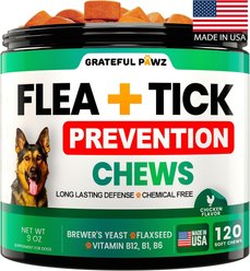 Grateful Pawz Flea & Tick Prevention Chew Supplement for Dogs, 120 count