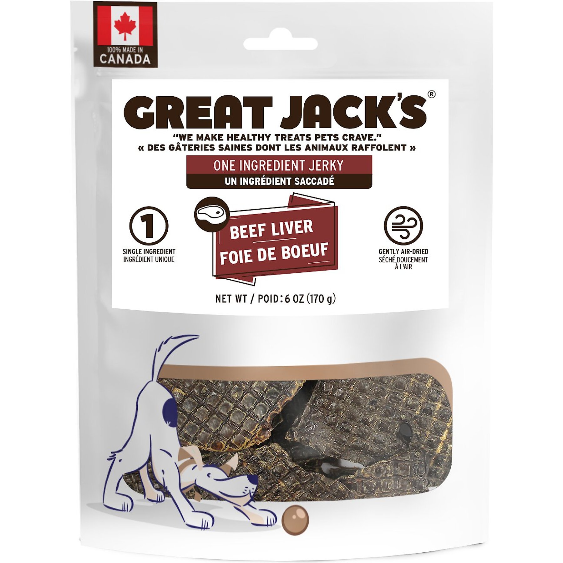 Great Jack's Air Dried Beef Liver Jerky Dog Treats, 6-oz bag